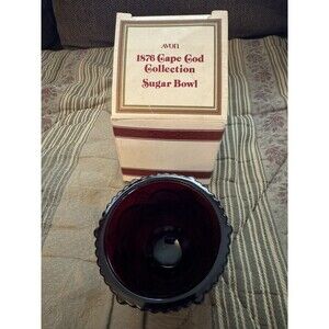 Avon 1876 Cape Cod Collection Ruby Red Glass Sugar Bowl Original Box